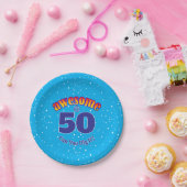 50素晴らし誕生日オンライトブルー ペーパープレート (パーティー)