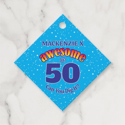 50素晴らし誕生日ライトブルー フェイバータグ (正面)