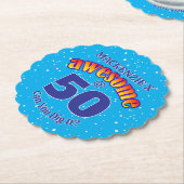 50素晴らし誕生日ライトブルー ペーパーコースター (アングル)