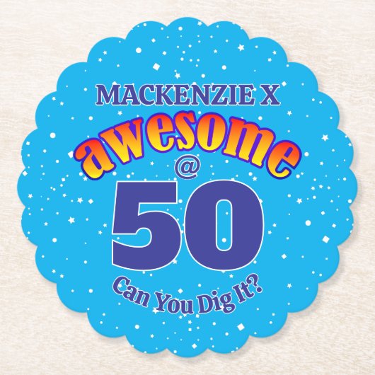 50素晴らし誕生日ライトブルー ペーパーコースター (正面)