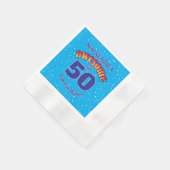 50素晴らし誕生日ライトブルー 縁ありカクテルナプキン (角)