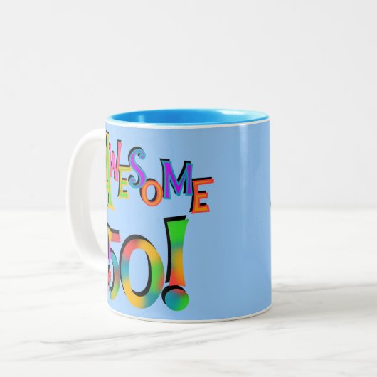 50素晴らし誕生日Tシャツとギフト ツートーンマグカップ (正面左)