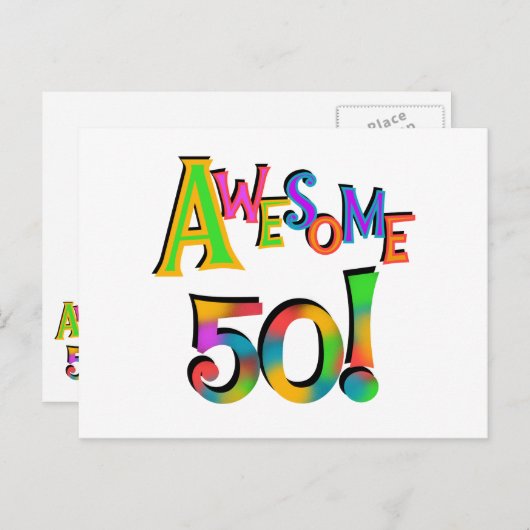 50素晴らし誕生日Tシャツとギフト ポストカード (正面/裏面)