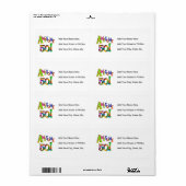 50素晴らし誕生日Tシャツとギフト ラベル (フルシート)