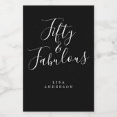 50素晴モダンらしい白黒名50誕生日 ワインラベル (シングルラベル)