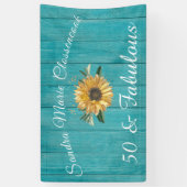 50素朴と素晴らしい|ヒマワリティール（緑がかった色）   横断幕 (縦)