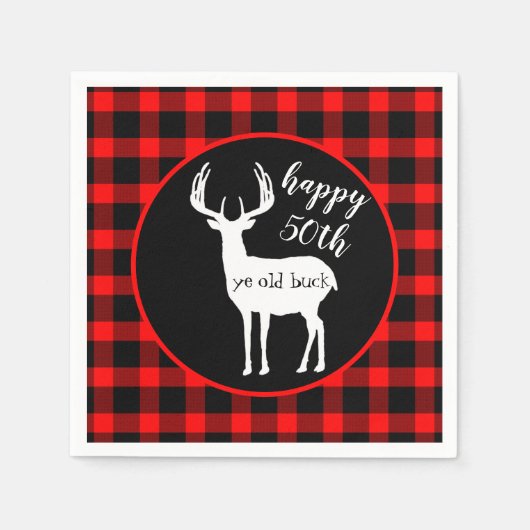 50素朴番目の誕生日シカ〔雄ジカの〕枝角 スタンダードカクテルナプキン (正面)