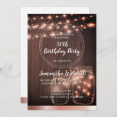 50素朴番目の誕生日ストリングライト 招待状 (正面/裏面)