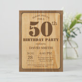 50素朴番目の誕生日招待状ヴィンテージウッド 招待状 (スタンド正面)