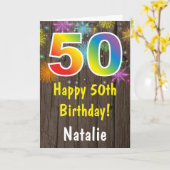 50素朴誕生日レインボーカラフル花火 カード (黄色い花)