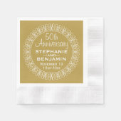 50結婚周年パーソナライズされた 縁ありカクテルナプキン (正面)