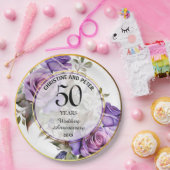 50結婚年の金ゴールド・フレームバラ ペーパープレート (パーティー)