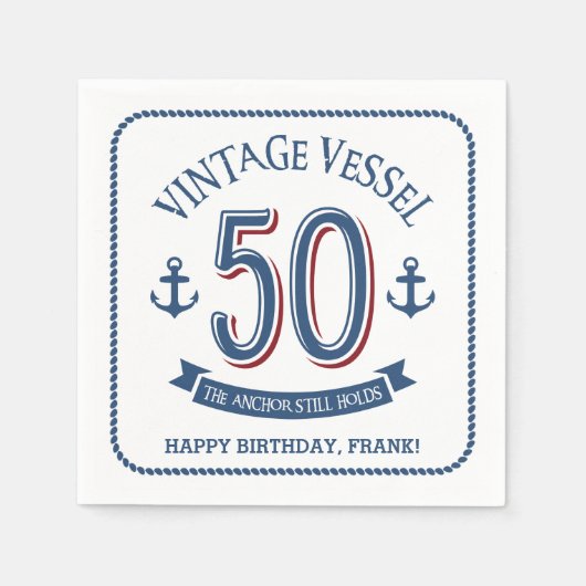 50航海の誕生日 スタンダードカクテルナプキン (正面)