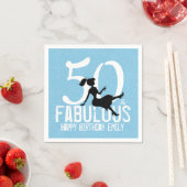 50誕生日かわいいブルーパーティーシルエットマルティーニ スタンダードカクテルナプキン (インサイチュ)