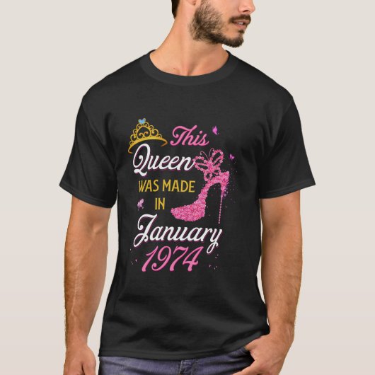 50誕生日この女王は1974年1月に作られた Tシャツ (正面)