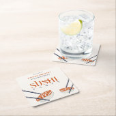 50誕生日すしパーティーシンプルレトロ スクエアペーパーコースター (インサイチュ)