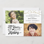 50誕生日その後&今の写真ストリングライトインヴィ 招待状 (正面)