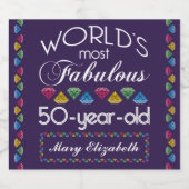 50誕生日で最も素晴らしいカラフル宝石の紫 スパークリングワインラベル (シングルラベル)