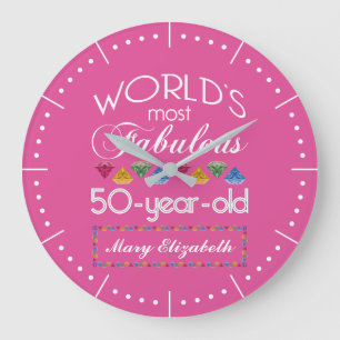 50誕生日で最も素晴らしい宝石ラズベリーピンク ラージ壁時計