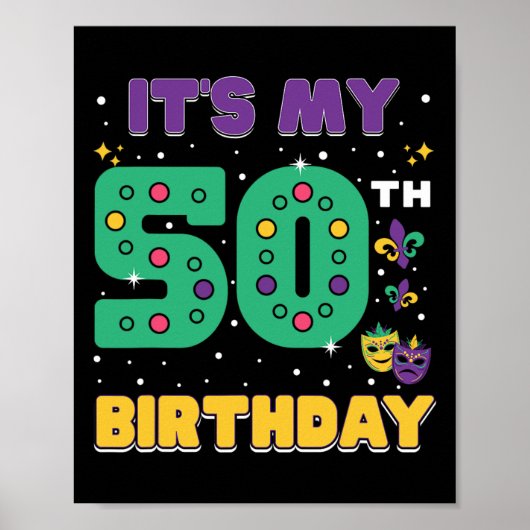 50誕生日のマルディグラ50歳のマスク ポスター (正面)