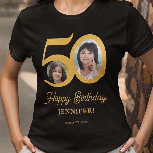 50誕生日の写真パーソナライズされた名 Tシャツ