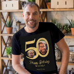 50誕生日の写真パーソナライズされた名 Tシャツ<br><div class="desc">トレンディーはっきりしたタイポグラフィ50歳の男の誕生日Tシおもしろいャツのテンプレートとパーソナライズされた2枚の写真とレトロなスタイルスモダンクリプト。テキスカスタマイズトと写真の簡単</div>