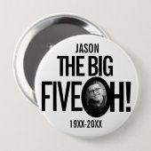50誕生日の大きな5オネーム写真モノ 缶バッジ (正面&裏面)