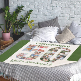 50誕生日の50番目の図形の写真コラージュ シェルパブランケット