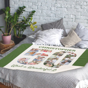 50誕生日の50番目の図形の写真コラージュ シェルパブランケット