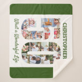 50誕生日の50番目の図形の写真コラージュ シェルパブランケット (正面)