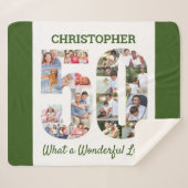 50誕生日の50番目の図形の写真コラージュ シェルパブランケット (正面(横))