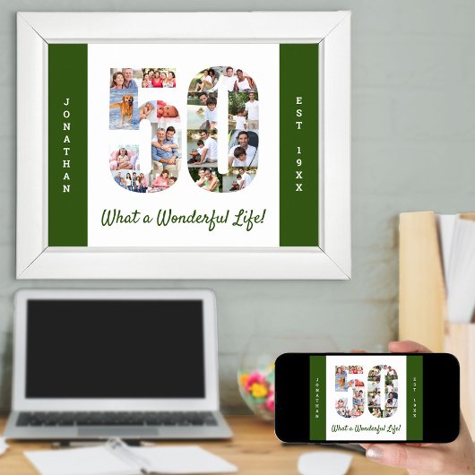 50誕生日の50番目の図形の写真コラージュ ポスター