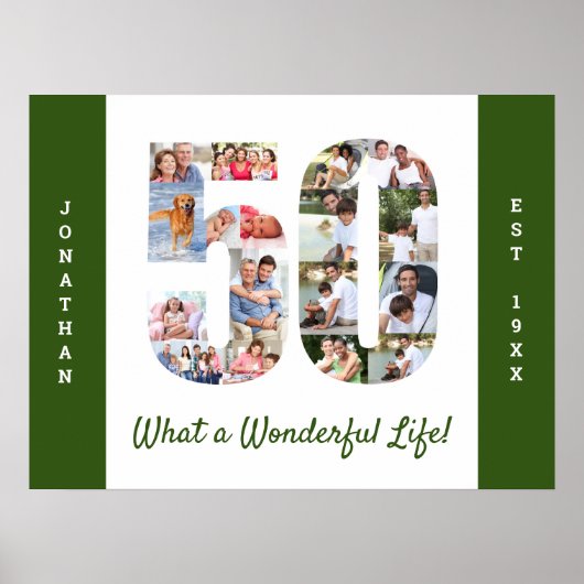 50誕生日の50番目の図形の写真コラージュ ポスター (正面)