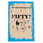 50誕生日はげ男サプライズおもしろい ミディアムペーパーバッグ (正面)