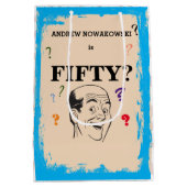 50誕生日はげ男サプライズおもしろい ミディアムペーパーバッグ (裏面)