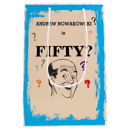 50誕生日はげ男サプライズおもしろい ミディアムペーパーバッグ (裏面)