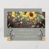 50誕生日ひまわりセージ素朴誕生日 インビテーションポストカード (正面/裏面)