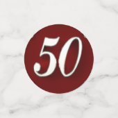 50誕生日またはアニバーサリーガルシルバーアンドレッド コンフェッティ (スモール正面)