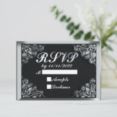 50誕生日またはアニバーサリーガルシルバーブラック 出欠カード (スタンド正面)