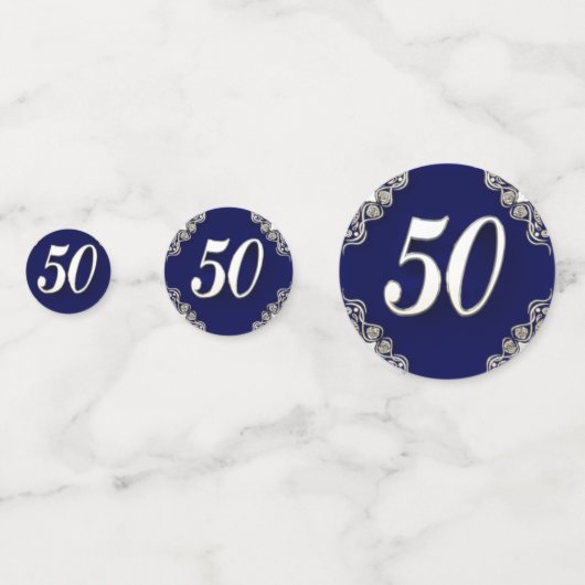 50誕生日またはアニバーサリーガルシルバーブルー コンフェッティ (裏面)