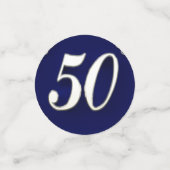 50誕生日またはアニバーサリーガルシルバーブルー コンフェッティ (スモール正面)