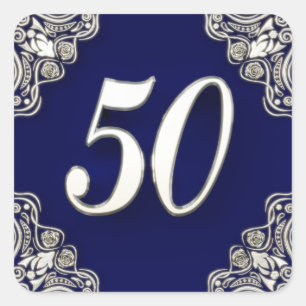 50誕生日またはアニバーサリーガルシルバーブルー スクエアシール