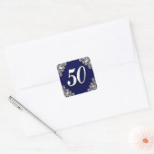 50誕生日またはアニバーサリーガルシルバーブルー スクエアシール (封筒)