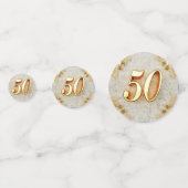 50誕生日または記念日の金ゴールドと大理石 コンフェッティ (正面)