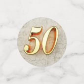 50誕生日または記念日の金ゴールドと大理石 コンフェッティ (スモール正面)