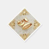 50誕生日または記念日の金ゴールドと大理石 スタンダードカクテルナプキン (角)