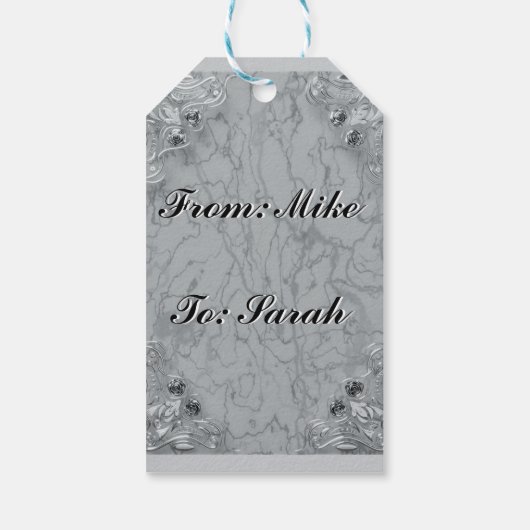 50誕生日または記念日の銀の大理石 ギフトタグ (裏面)