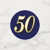 50誕生日または記念日金ゴールドとブルー コンフェッティ (スモール正面)