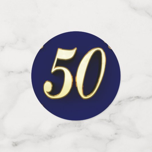 50誕生日または記念日金ゴールドとブルー コンフェッティ (スモール正面)