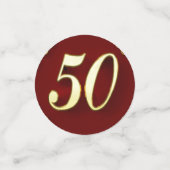 50誕生日または記念日金ゴールドと赤 コンフェッティ (スモール正面)